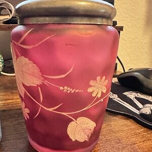 Elegant Pink Floral Glass Jar